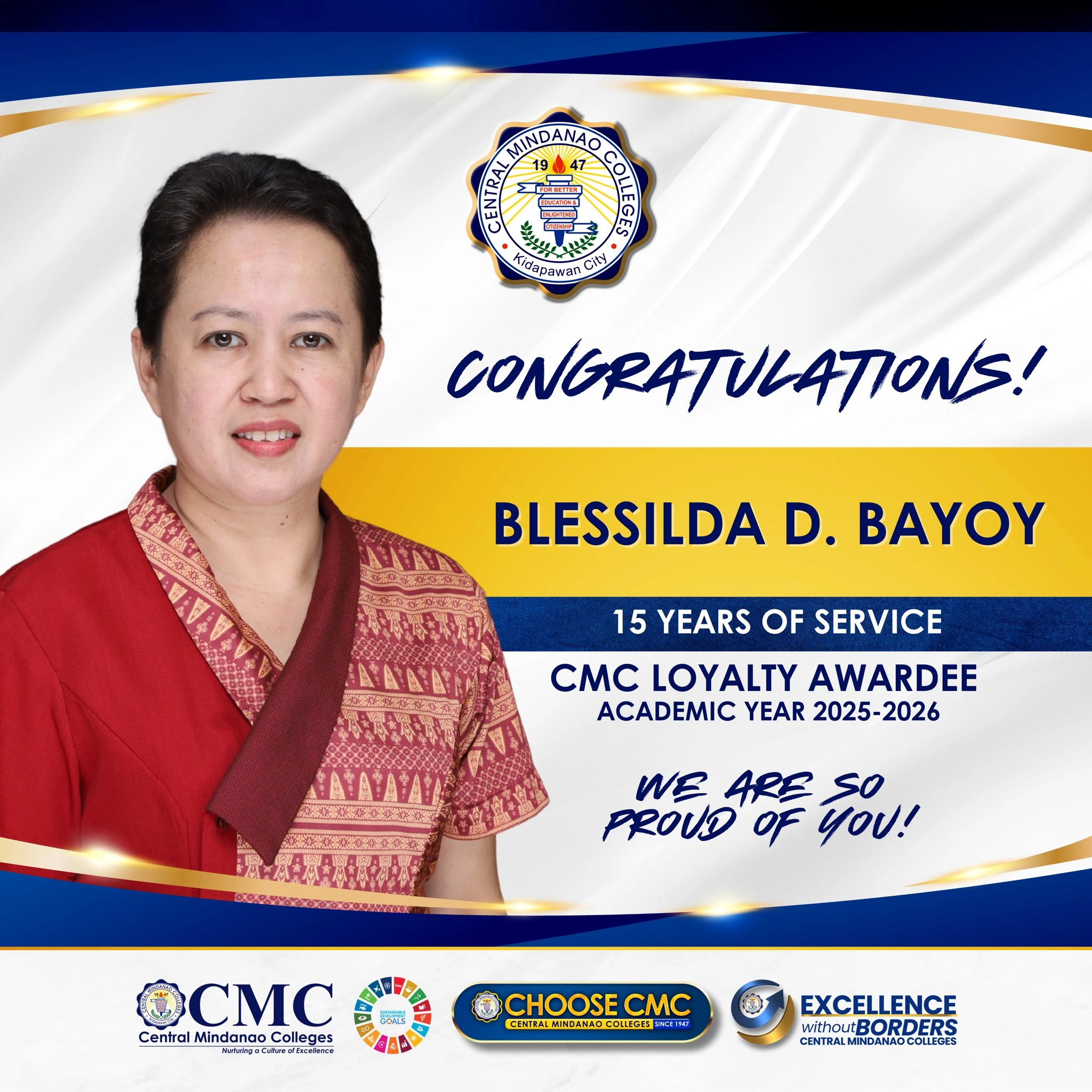 CMC Loyalty Awardees for Fifteen years of Faithful and Dedicated Service