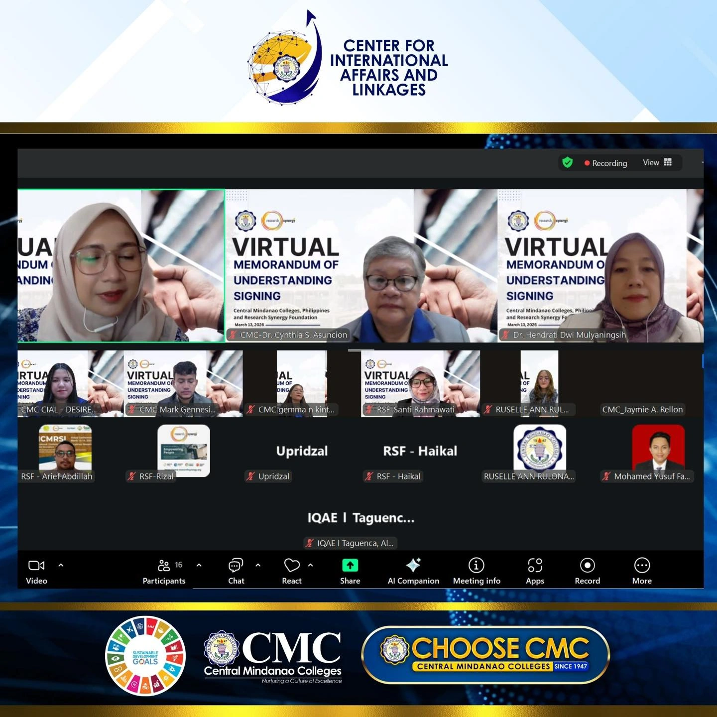 CMC and Research Synergy Foundation Sign MOU for Global Research Collaboration Partnership Today