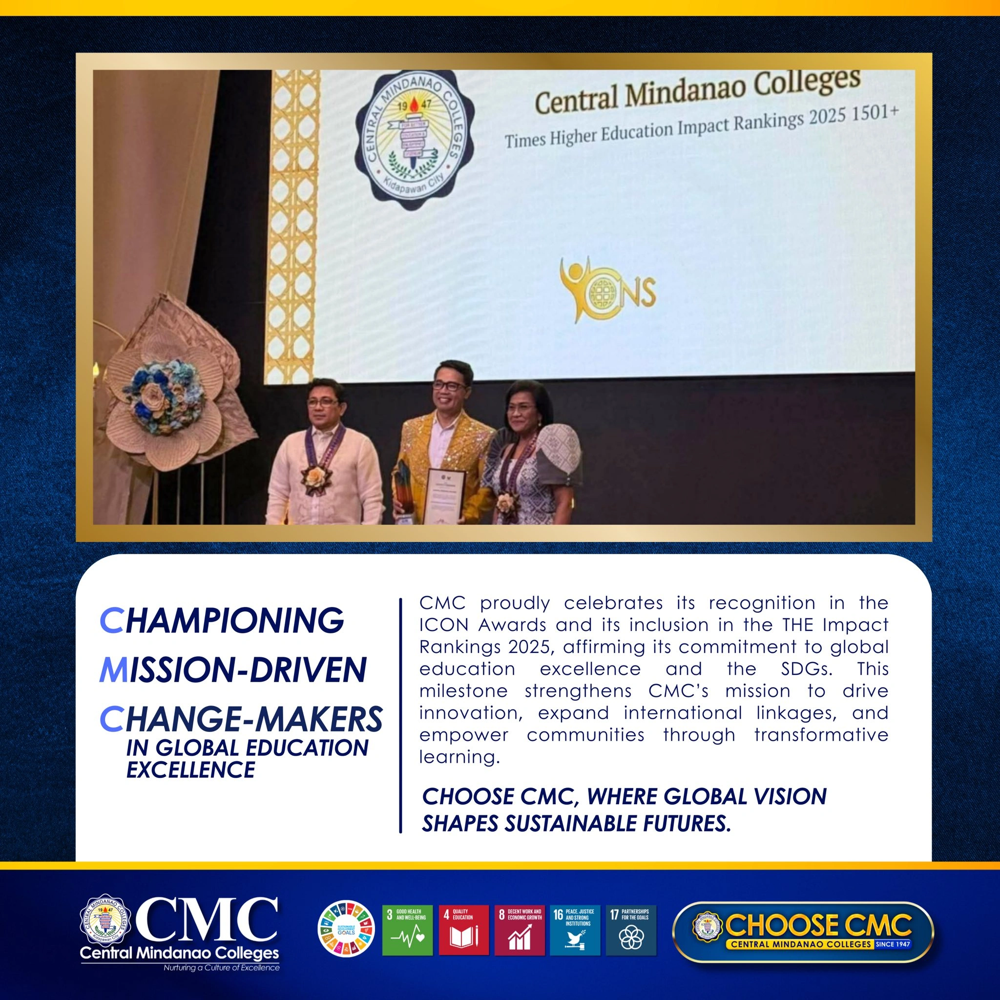 CHED Recognizes Central Mindanao Colleges in ICON Awards for Internationalization — photo 3